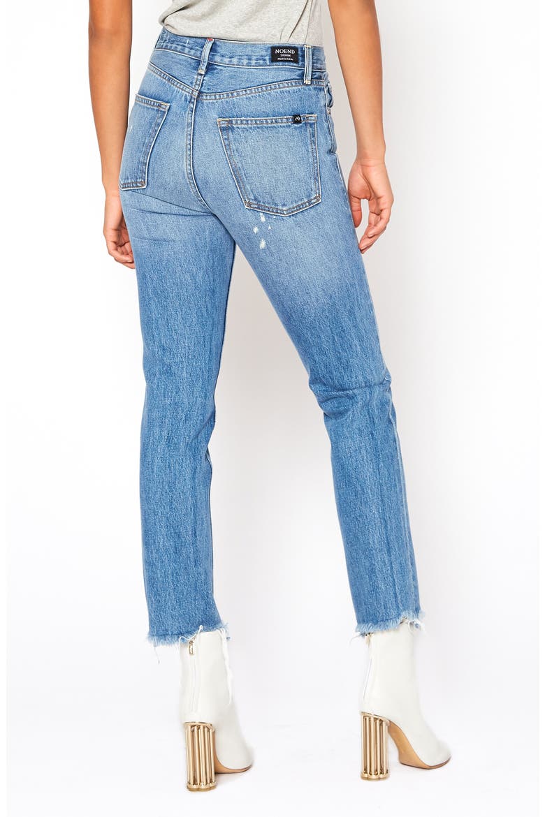 Eve High Waist Distressed Slim Straight Leg Jeans, Alternate, color, BESTIE