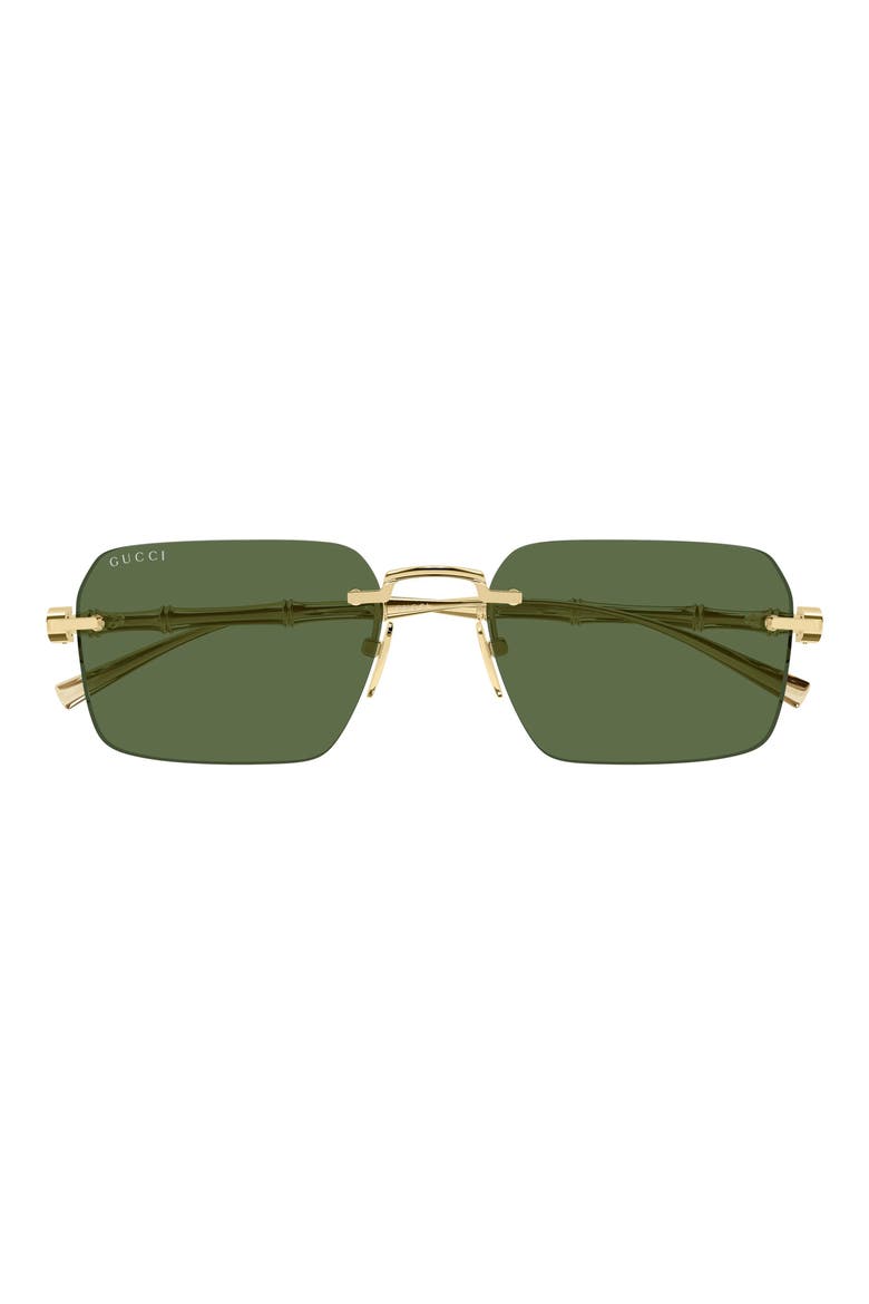 56mm Rectangular Sunglasses, Main, color, GOLD