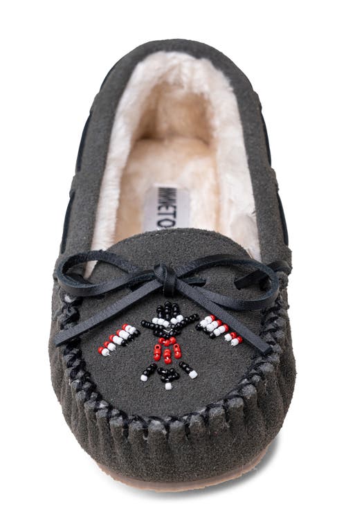 Minnetonka Thunderbird Animikii Faux Fur Lined Slipper In Gray