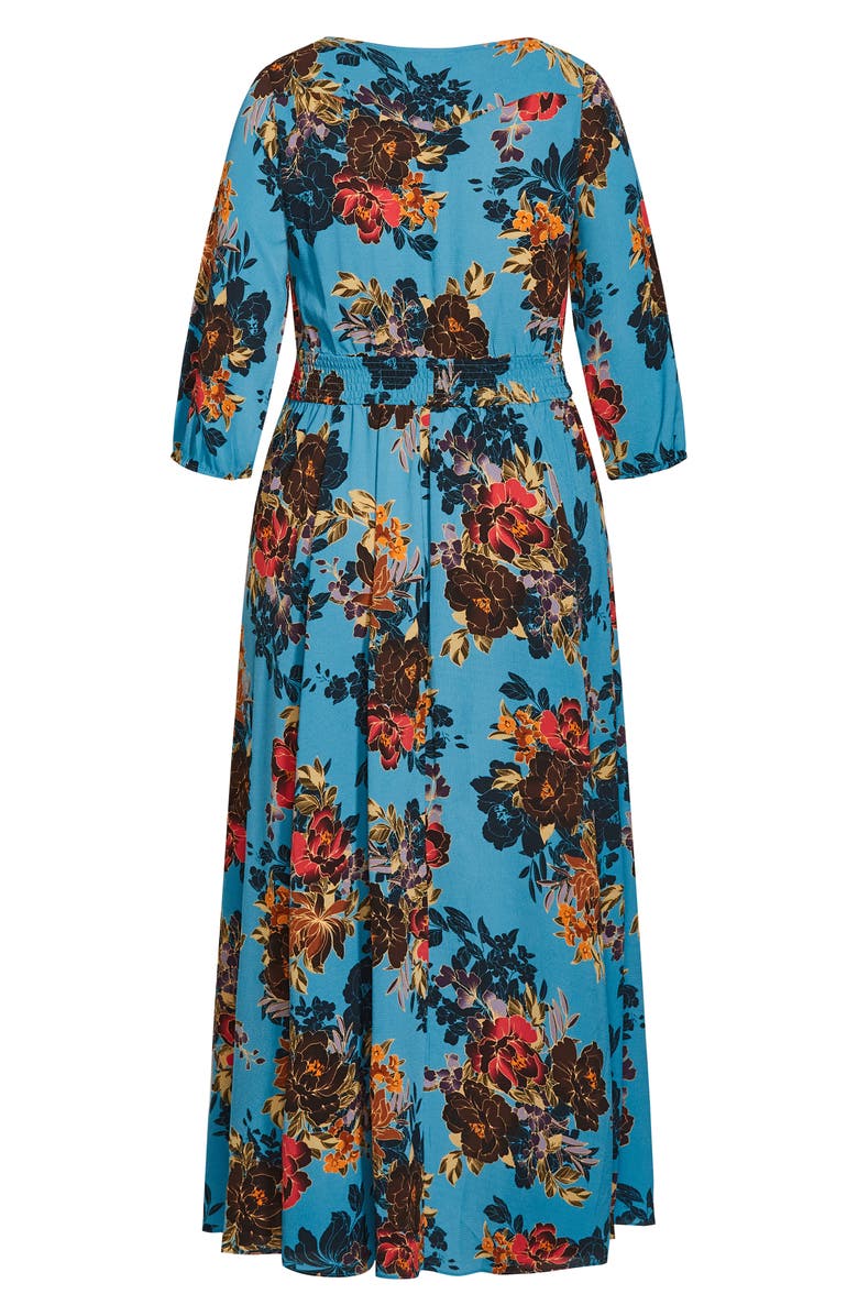 City Chic Gianna Floral Smocked Waist Maxi Dress, Alternate, color, 