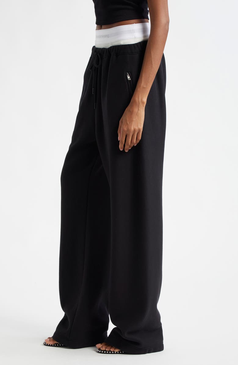 Alexander Wang Logo Elastic Waist Wide Leg Cotton Sweatpants, Alternate, color, 