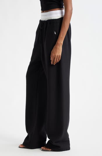 Alexander Wang Logo Elastic Waist Wide Leg Cotton Sweatpants