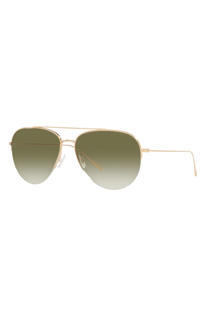 Oliver Peoples Cleamons 60mm Gradient Pilot Sunglasses, Alternate, color, Gold / Olive Gradient