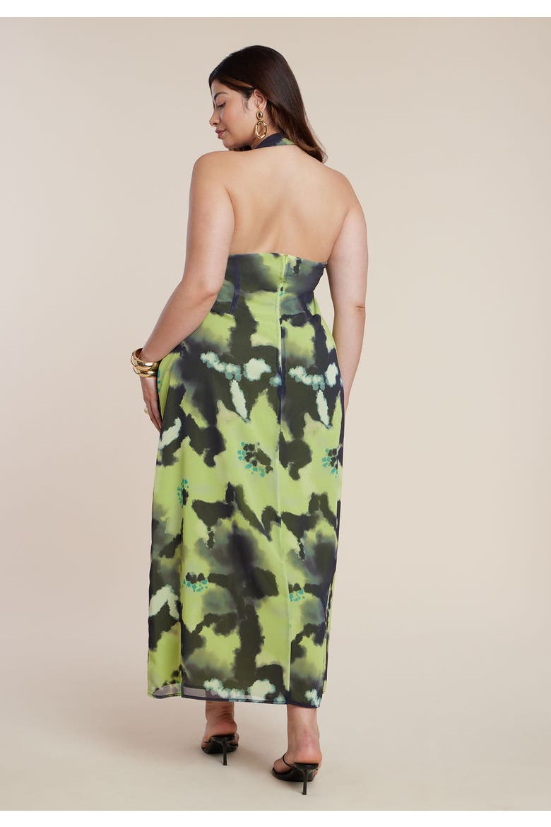 Tie Detail Halter Maxi Dress, Alternate, color, GREEN PETUNIA