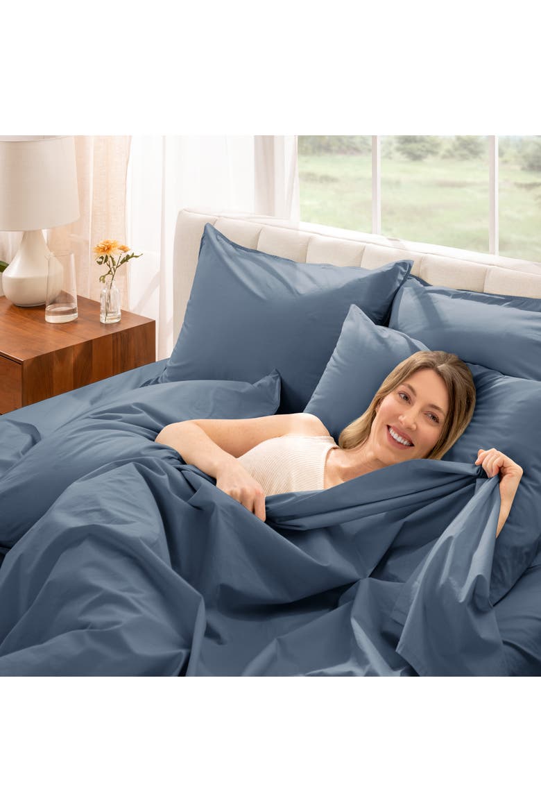 100% Organic Cotton Percale Cooling Sheet Set, Alternate, color, Bering Sea