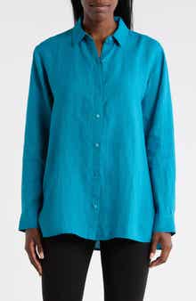 Classic Collar Organic Linen Button-Up Shirt