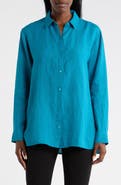 Eileen Fisher Classic Collar Organic Linen Button-Up Shirt