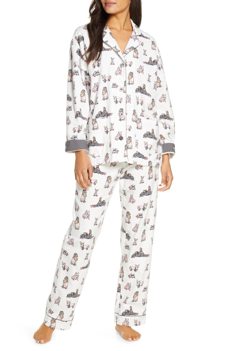 PJ Salvage Print Flannel Pajamas, Main, color, 