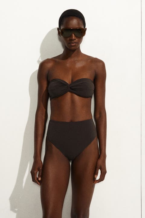 Textured High-waisted Bikini Briefs