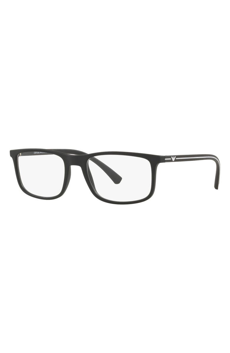 Emporio Armani 55mm Rectangular Optical Glasses, Alternate, color, 