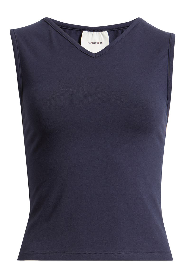 Wren Cotton V-Neck Tank, Alternate, color, MIDNIGHT