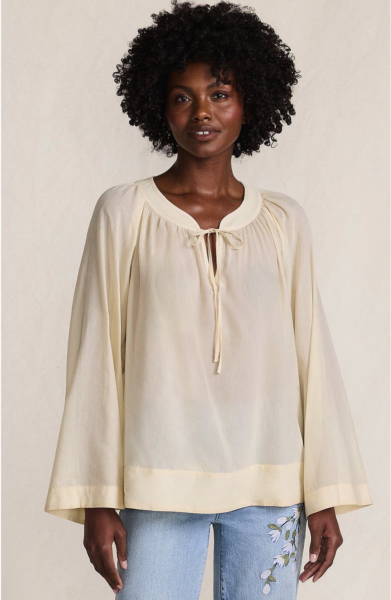 Lands' End Voile Tie Neck Poet Blouse, Main, color, Dried Bamboo