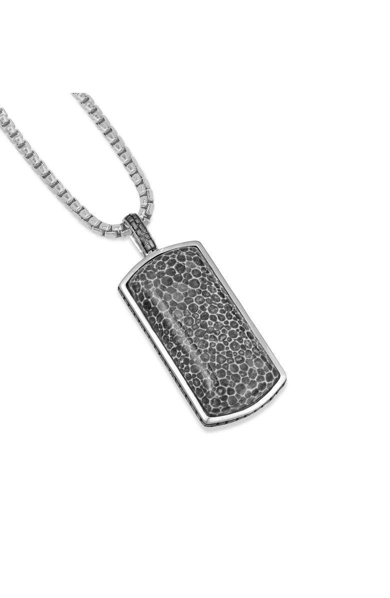 LuvMyJewelry Fossil Agate Sterling Silver Men Tag Necklace, Alternate, color, Silver