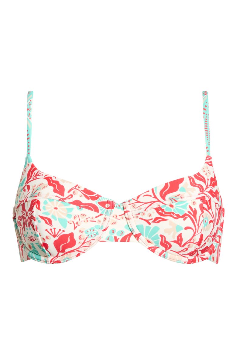 Mona Print Underwire Swim Top, Alternate, color, FLAME COMBO