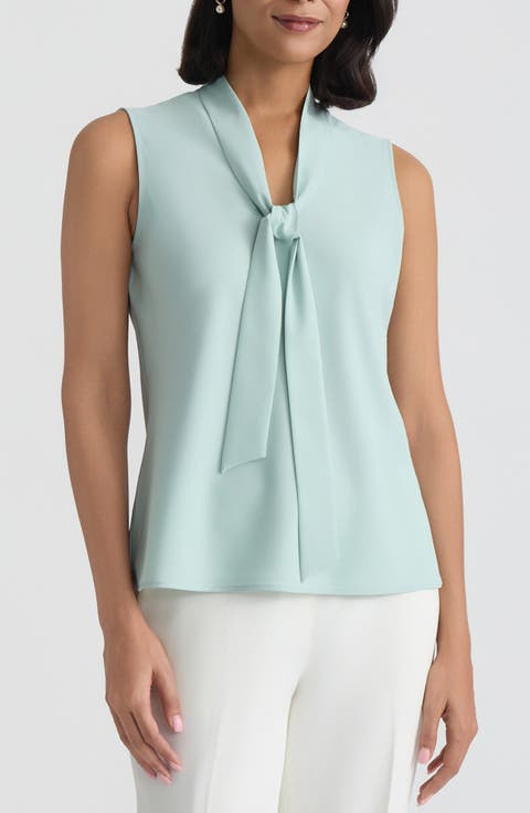 Sleeveless Tie Front Top (Regular & Petite)