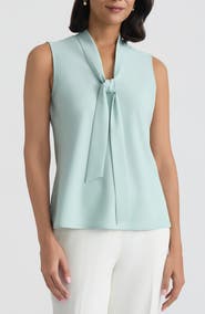 KASPER Sleeveless Tie Front Top