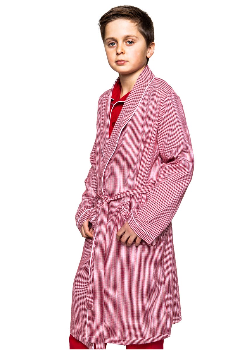 Petite Plume Kids' Mini Gingham Flannel Robe, Main, color, 