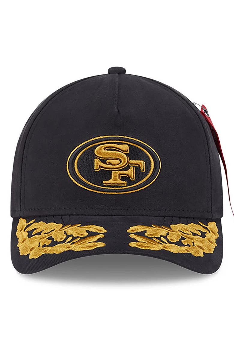 Men's New Era x Alpha Industries  Black San Francisco 49ers A-Frame 9FORTY Adjustable Hat, Alternate, color, Black