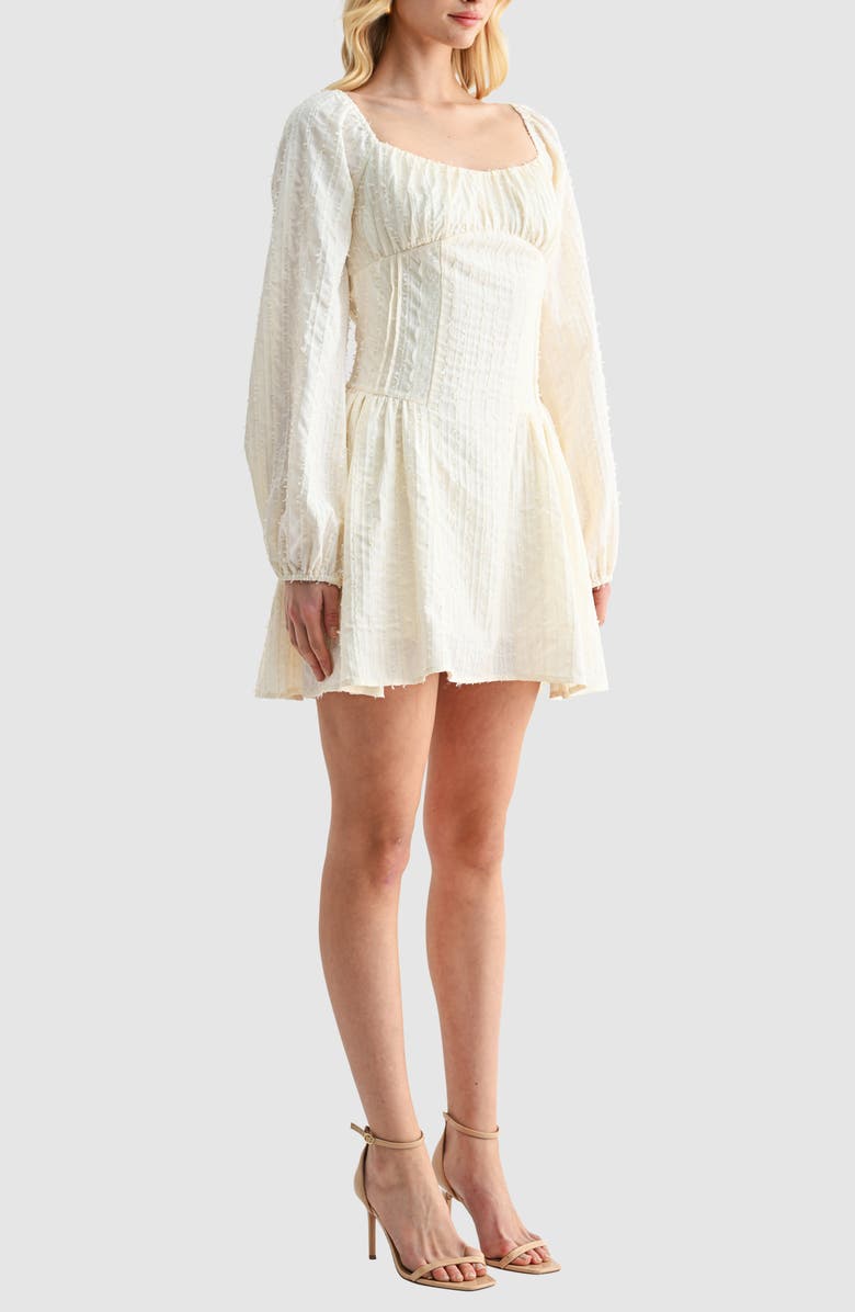 Lush Long sleeve Flared Minidress, Alternate, color, Cream