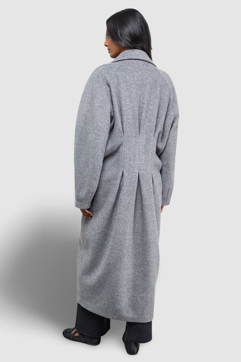 Oversized Pleat Back Detail Maxi Coat, Alternate, color, Grey Marl