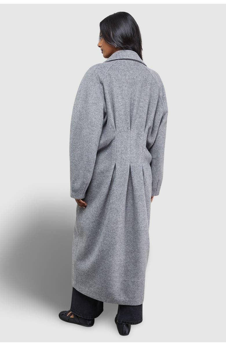 Warehouse Oversized Pleat Back Detail Maxi Coat, Alternate, color, Grey Marl