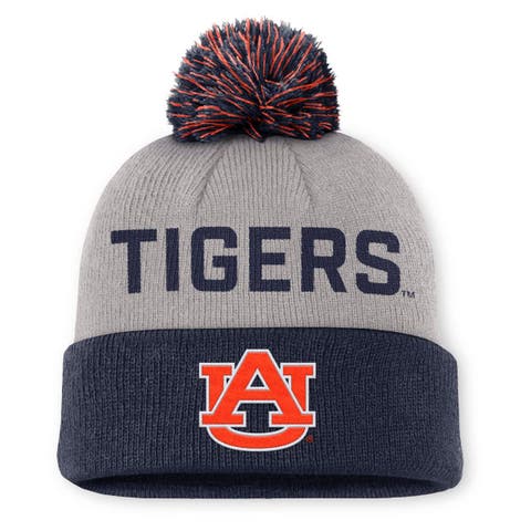 Men's Nike Gray/Navy Auburn Tigers Primetime Peak Cuffed Knit Hat with Pom