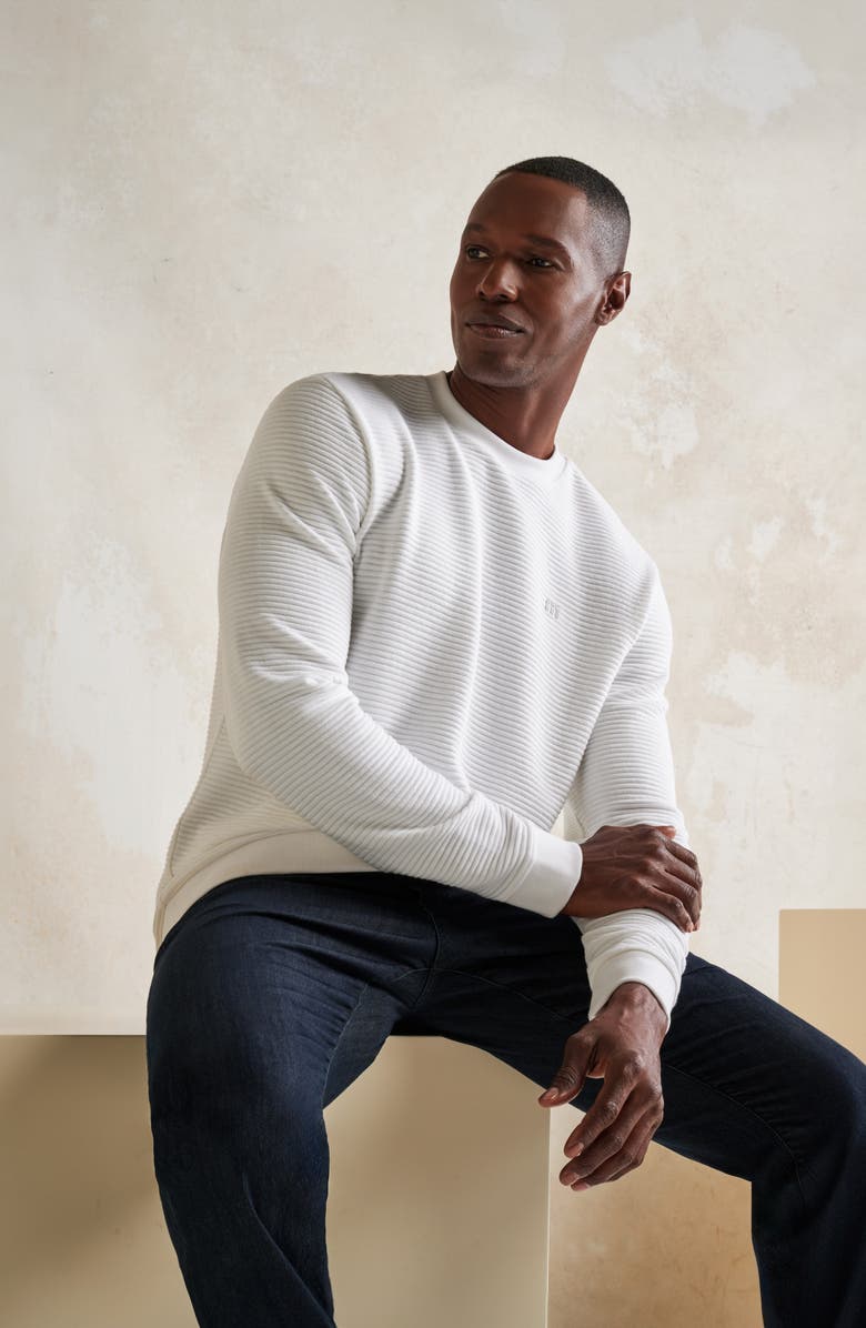 TravisMathew Thick as Thieves Rib Crewneck Sweatshirt, Alternate, color, White