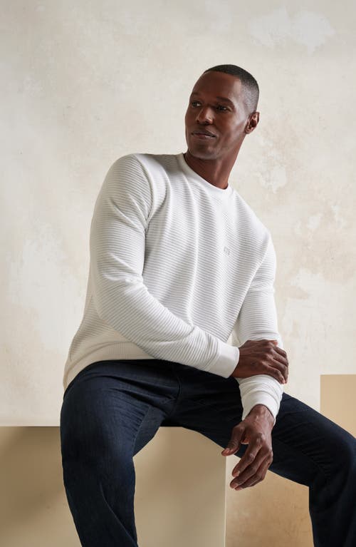 Travismathew Thick As Thieves Rib Crewneck Sweatshirt In White
