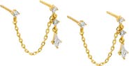 BY ADINA EDEN CZ Chain Double Stud Earring