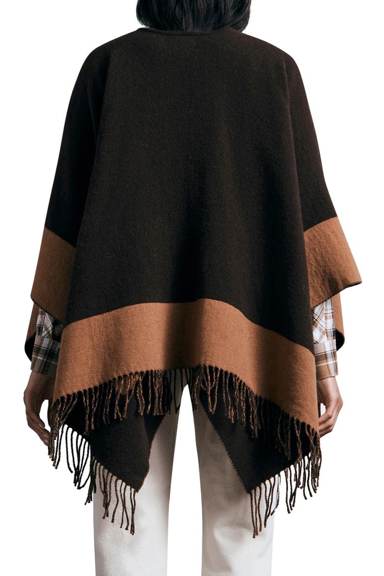 Highlands Reversible Wool Blend Poncho, Alternate, color, ESPRESSO
