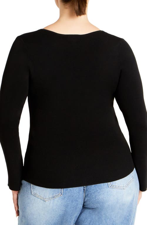 City Chic Brooklyn Rib Sweater In Black