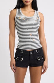 JADED LONDON Eyelet Stud Stripe Tank