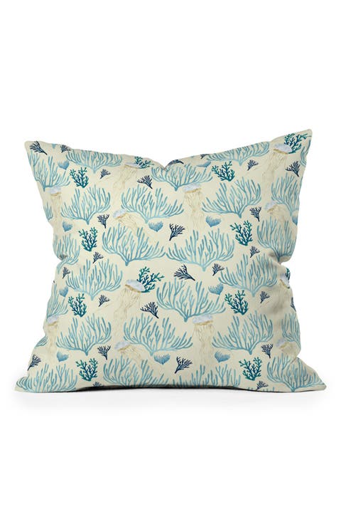 Coral Yellow Square Throw Pillow