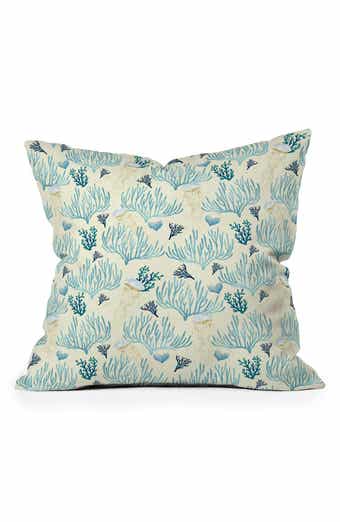 Coral Yellow Square Throw Pillow