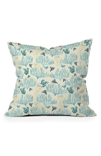 Deny Designs Coral Yellow Square Throw Pillow In Blue