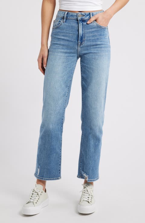 Frayed Hem Straight Leg Jeans