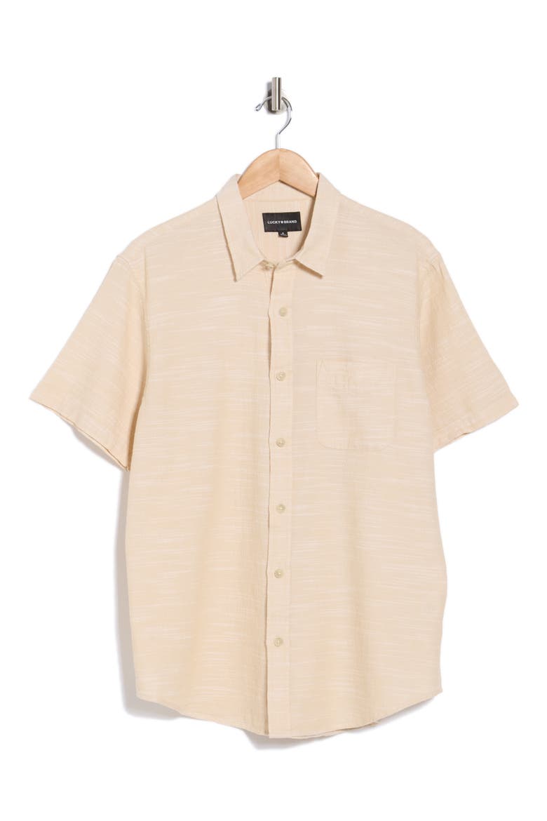 San Gabriel Short Sleeve Cotton Button-Up Shirt, Alternate, color, BOULDER