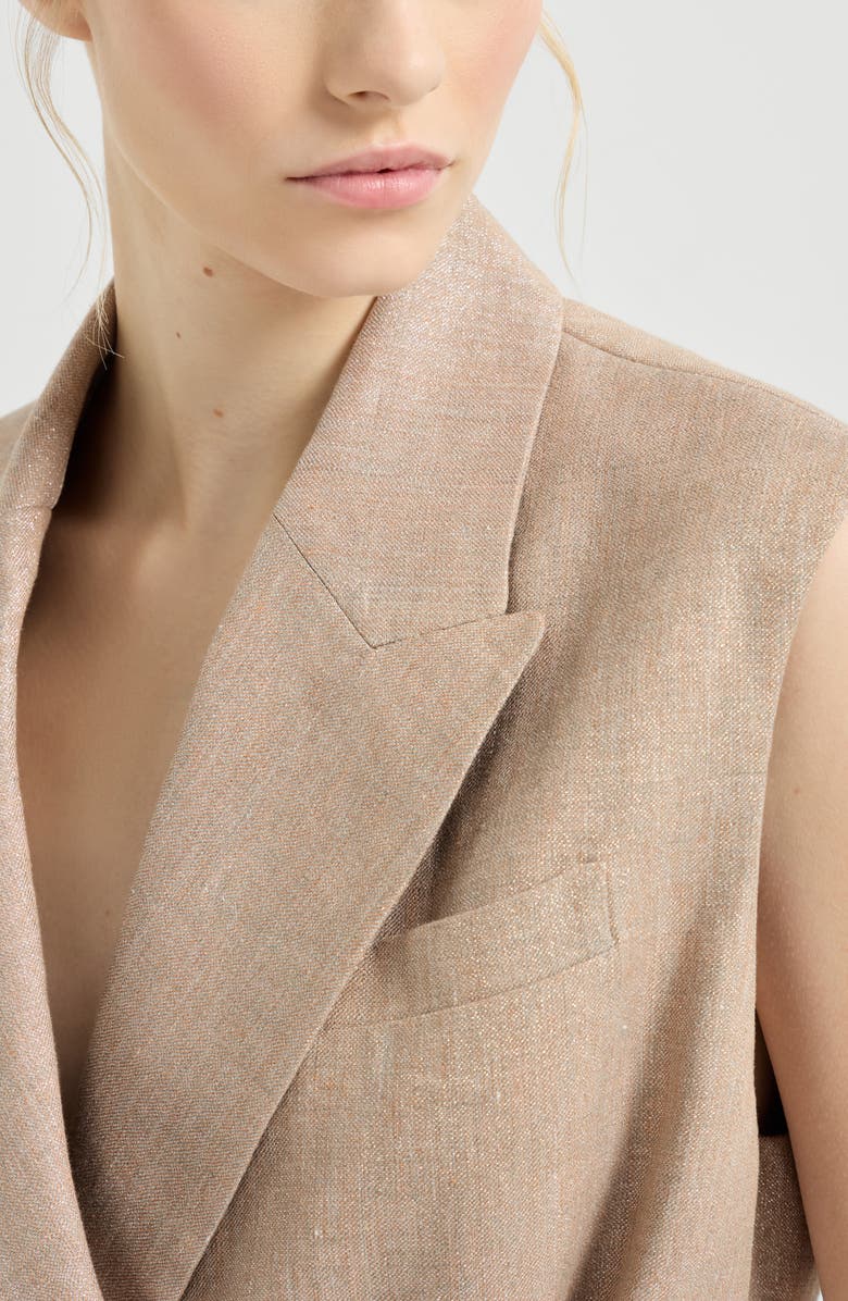 Brunello Cucinelli Twill vest with monili, Alternate, color, Antique Pink