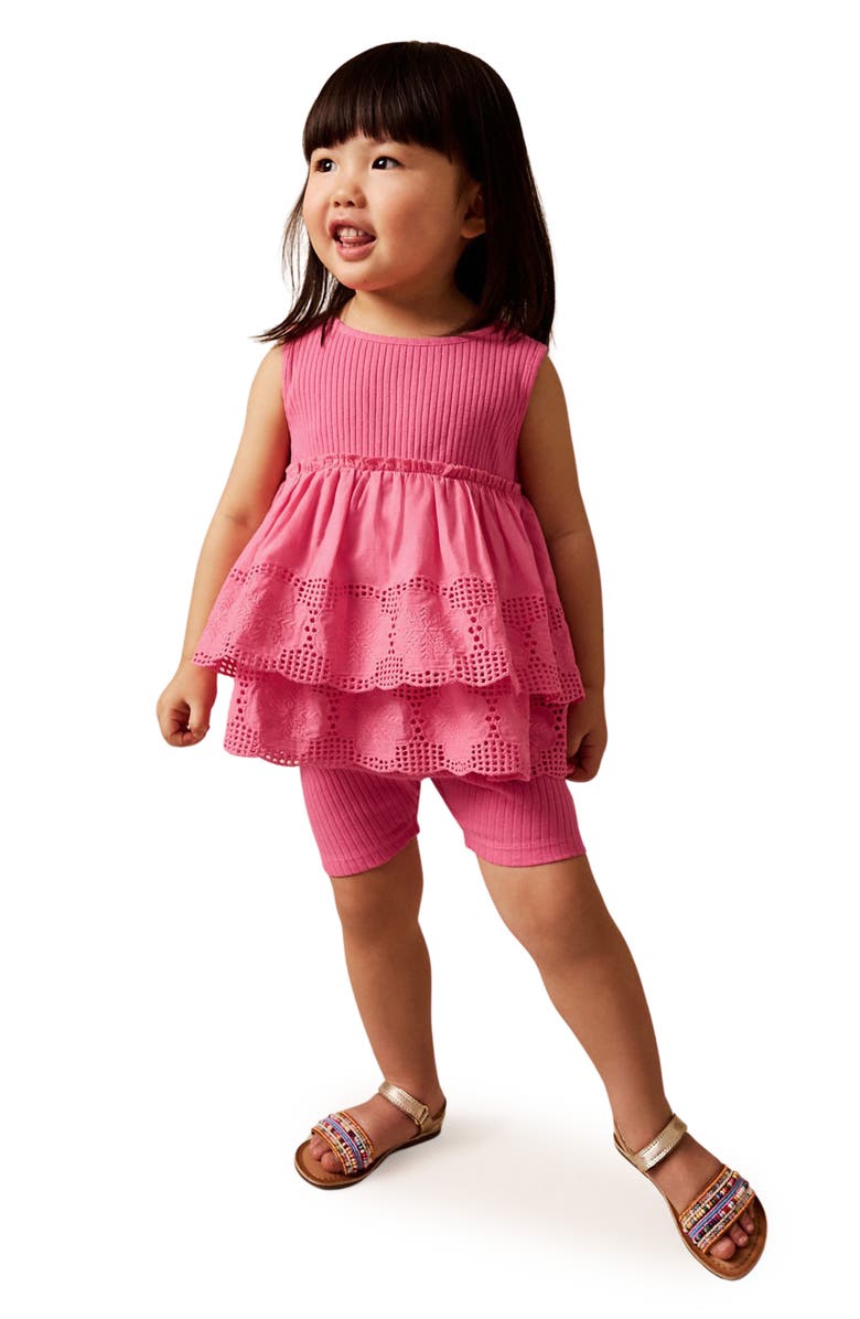 NEXT Kids' Frill Floral Eyelet Top & Shorts Set, Alternate, color, Pink