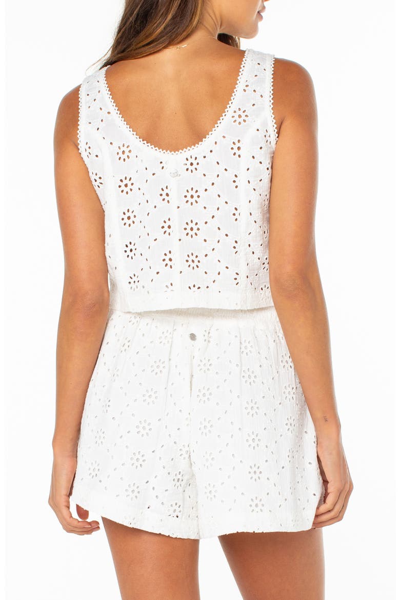 Kayla Eyelet Cotton Tie Front Top, Alternate, color, CLOUD DANCER