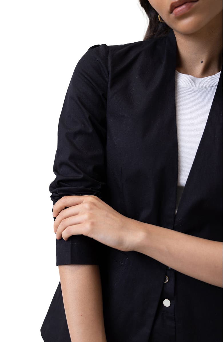 Reistor Organic Cotton Collarless Summer Blazer, Alternate, color, Black