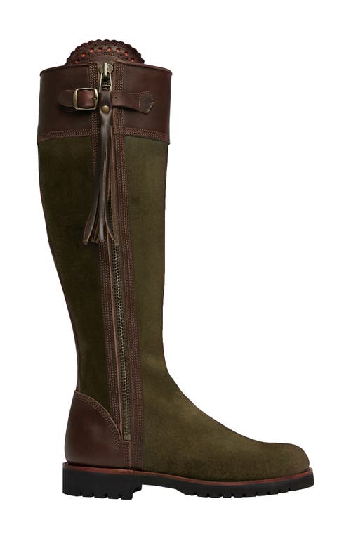 Penelope Chilvers Inclement Long Tassel Waterproof Boot in Seaweed/conker 