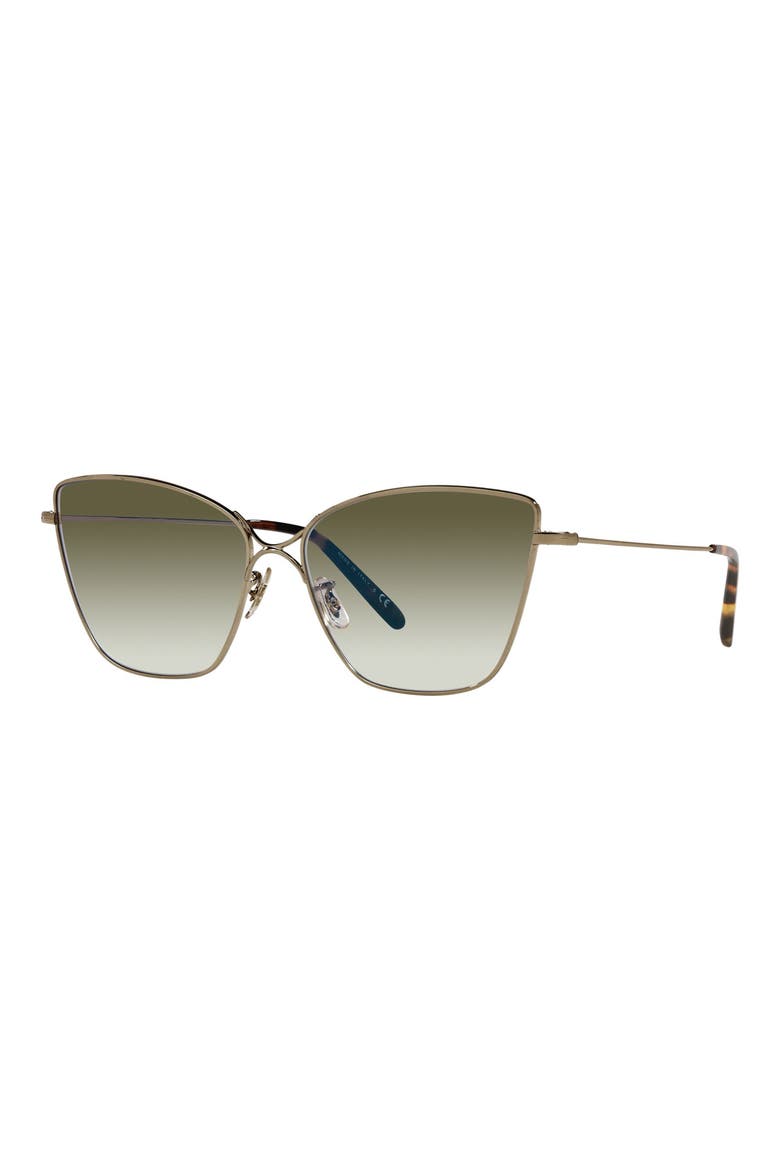 Marlyse 60mm Butterfly Sunglasses, Alternate, color, BRUSHED GOLD/ OLIVE GRADIENT