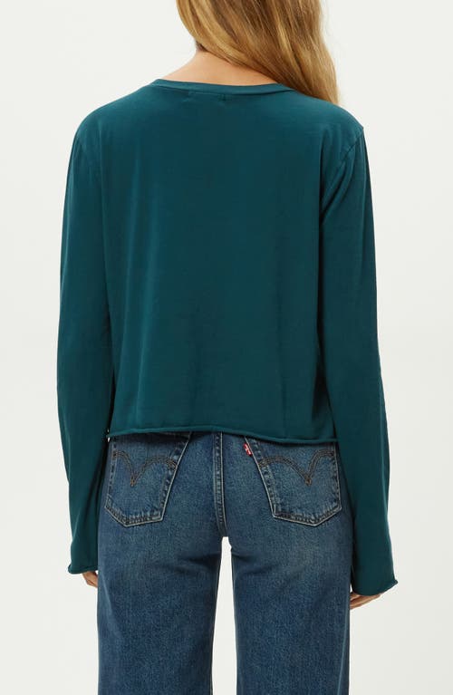 Michael Stars Aiko Rolled Edge Long Sleeve Cotton T-shirt In Blue