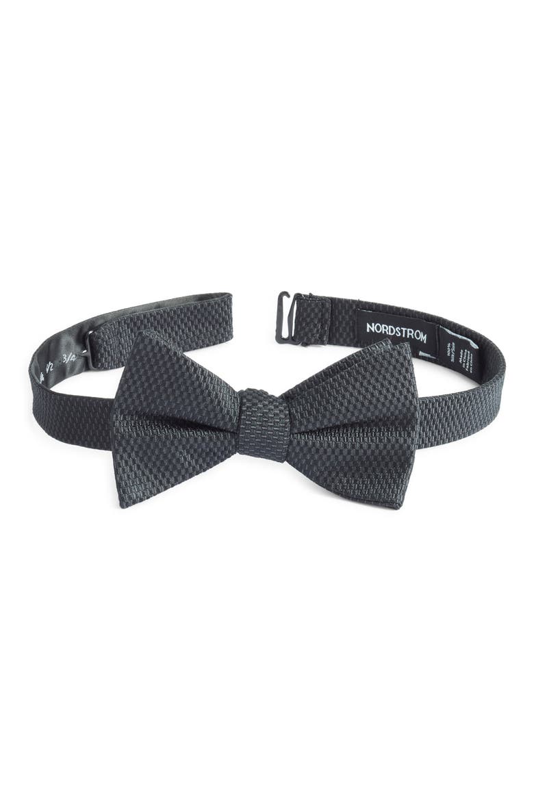Pre-Tied Silk Bow Tie, Main, color, BLACK/ GREY