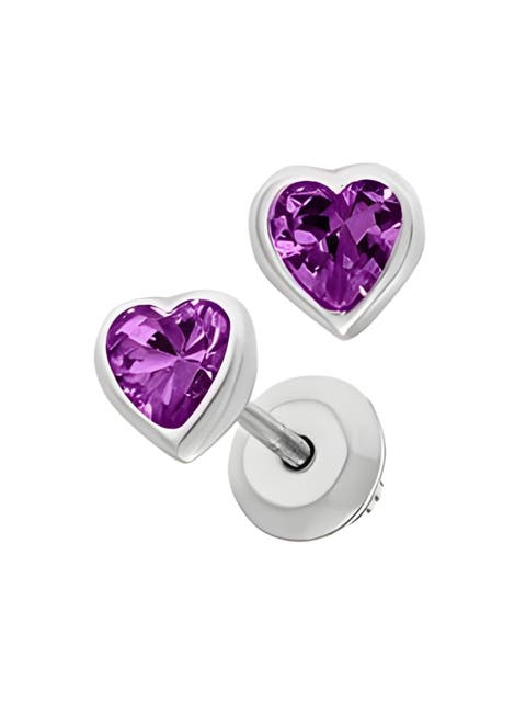 Heart  February Birthstone Earrings (Toddler, Little Kid & Big Kid)