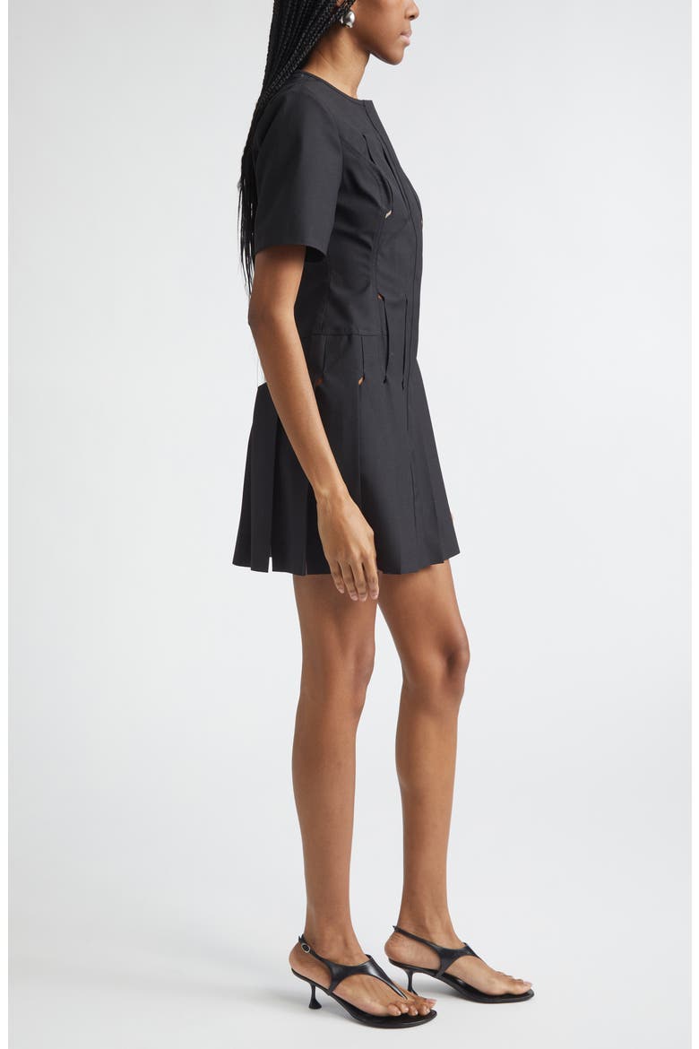 Technical Tailored Origami Wool Blend Dress, Alternate, color, BLACK