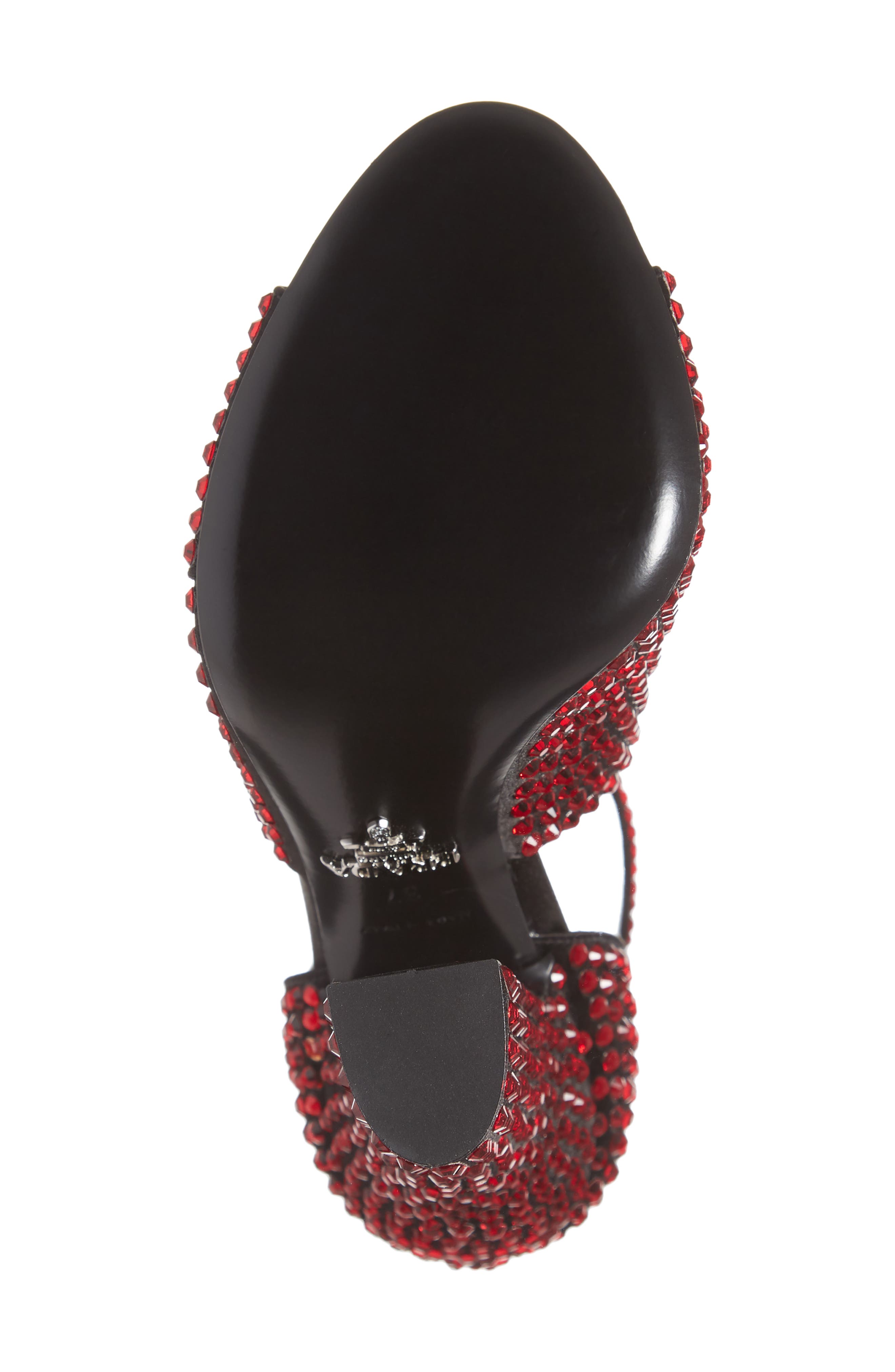 Prada Crystal Ankle Strap Peep Toe Pump, Alternate, color, 