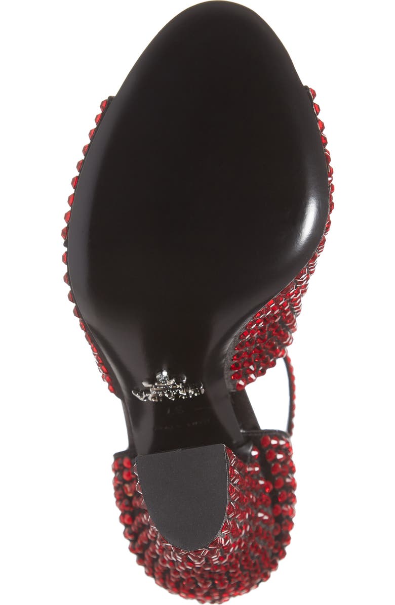 Prada Crystal Ankle Strap Peep Toe Pump, Alternate, color,