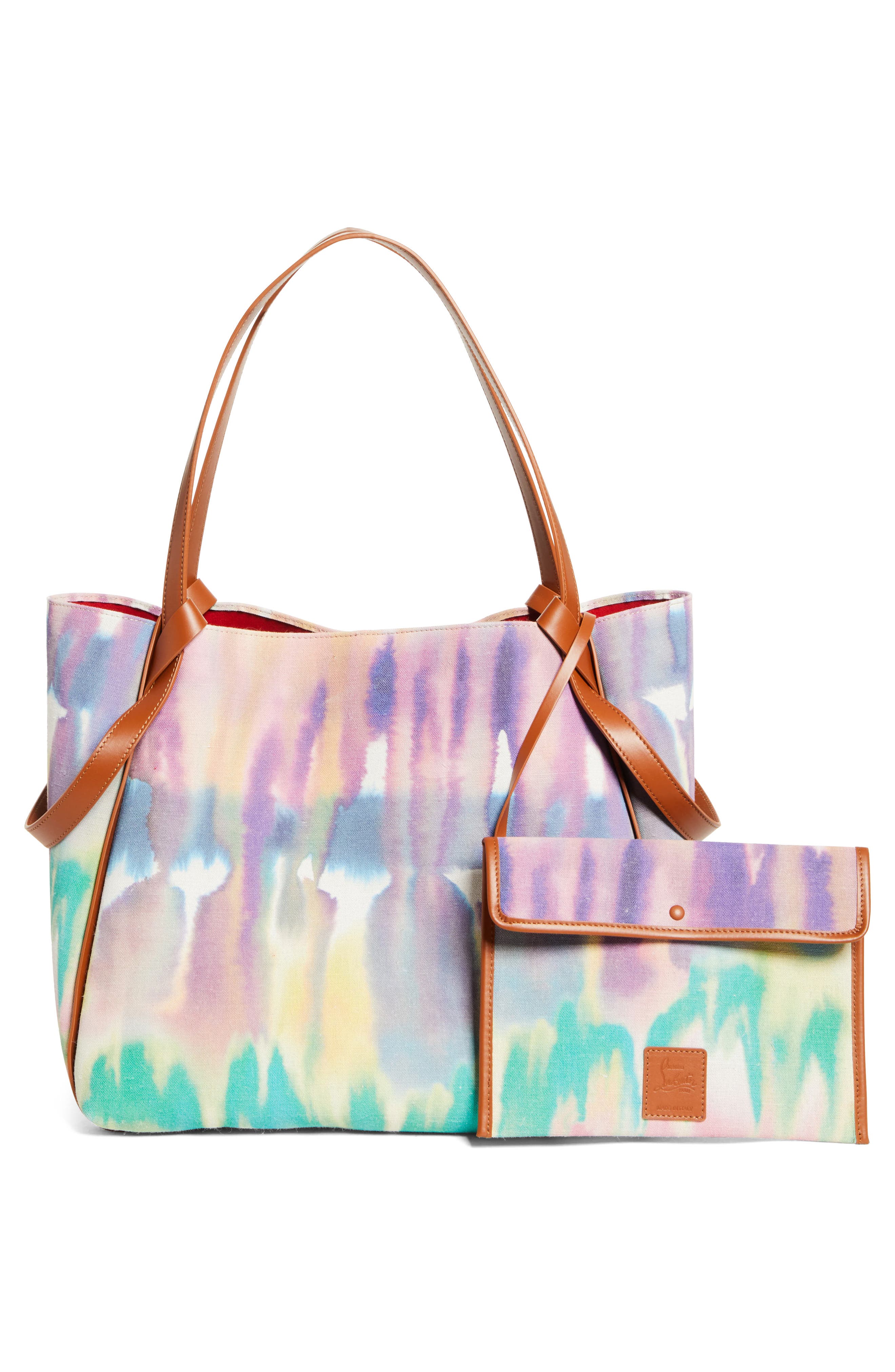 Large Bettina Tie Dye Canvas Tote, Alternate, color, M862 MULTI/ CUOIO